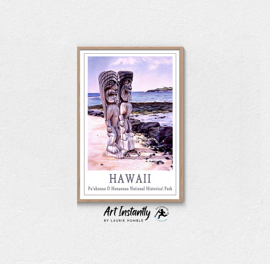 Hawaii Tiki Travel Poster