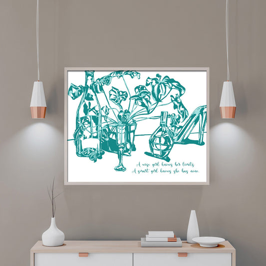 Teal Girl Boss Decor Print