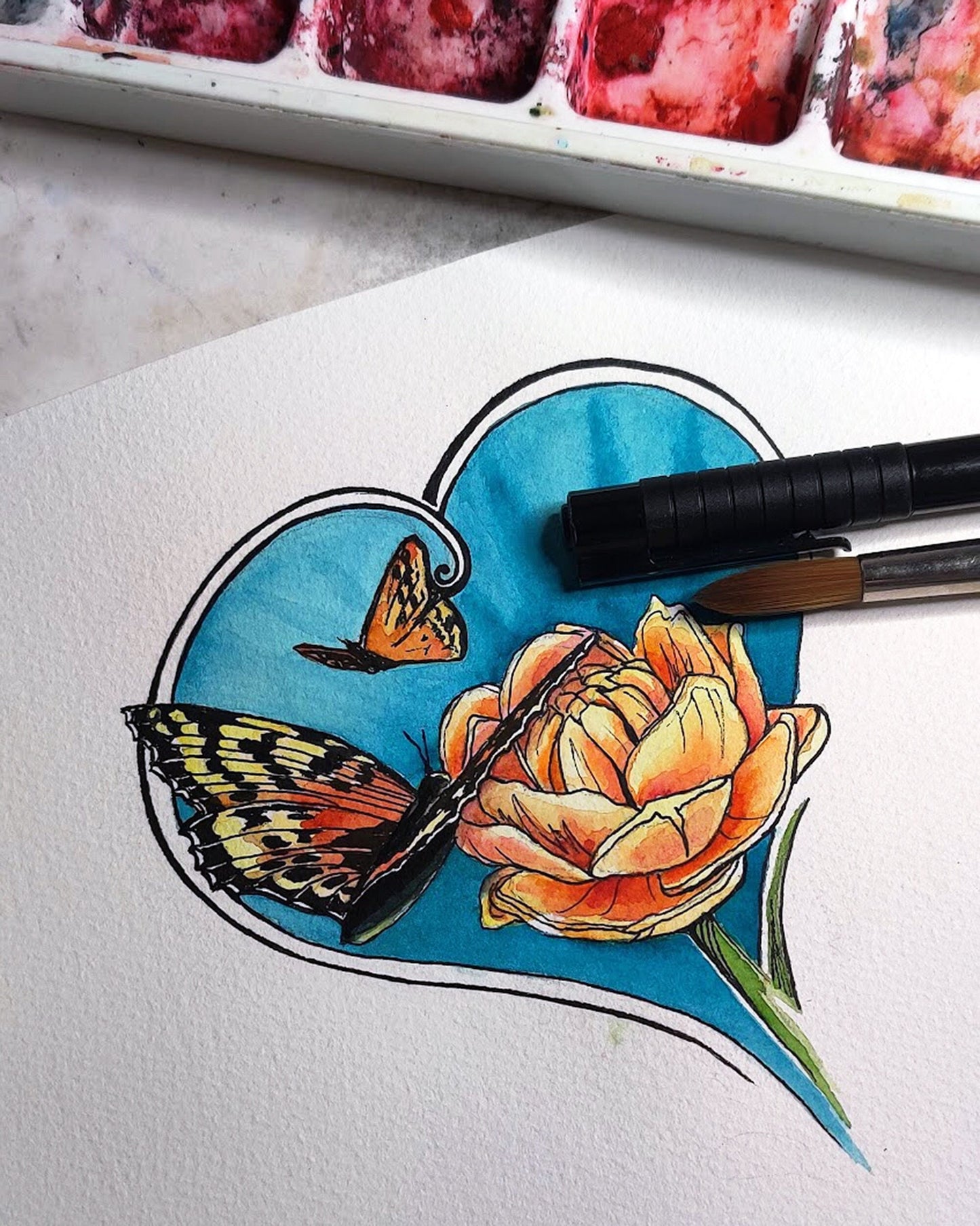 Butterfly Heart Tattoo Design