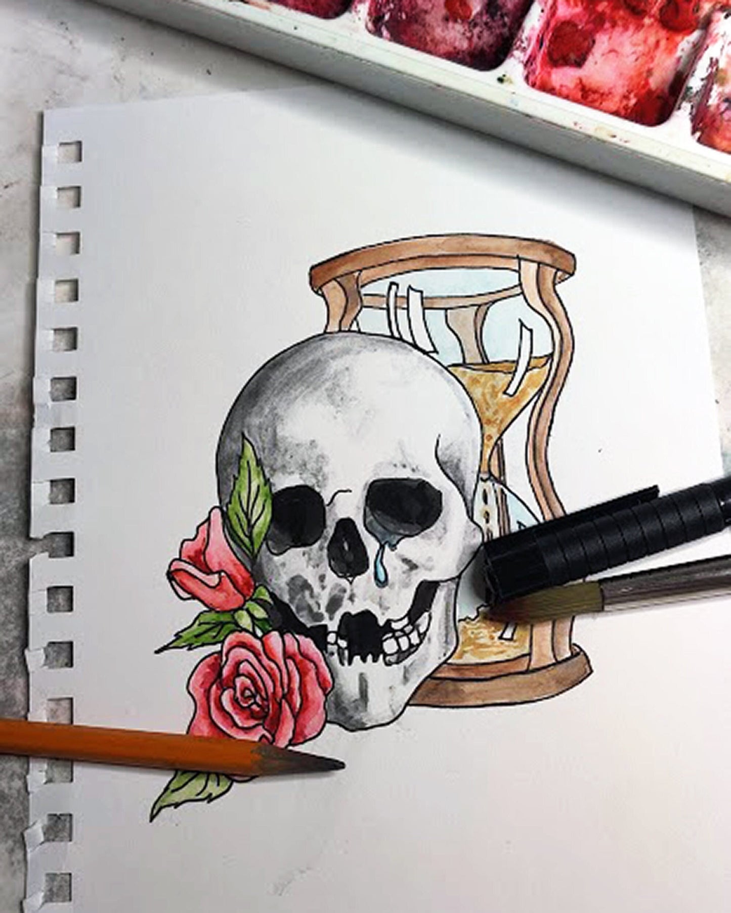 Hourglass Memorial Tattoo Design