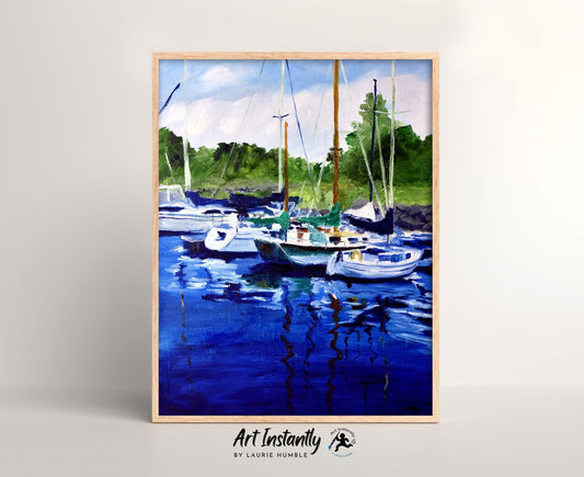 Seaside Harbor Painting Print