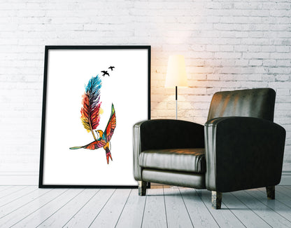 Feather Tattoo Flash Print