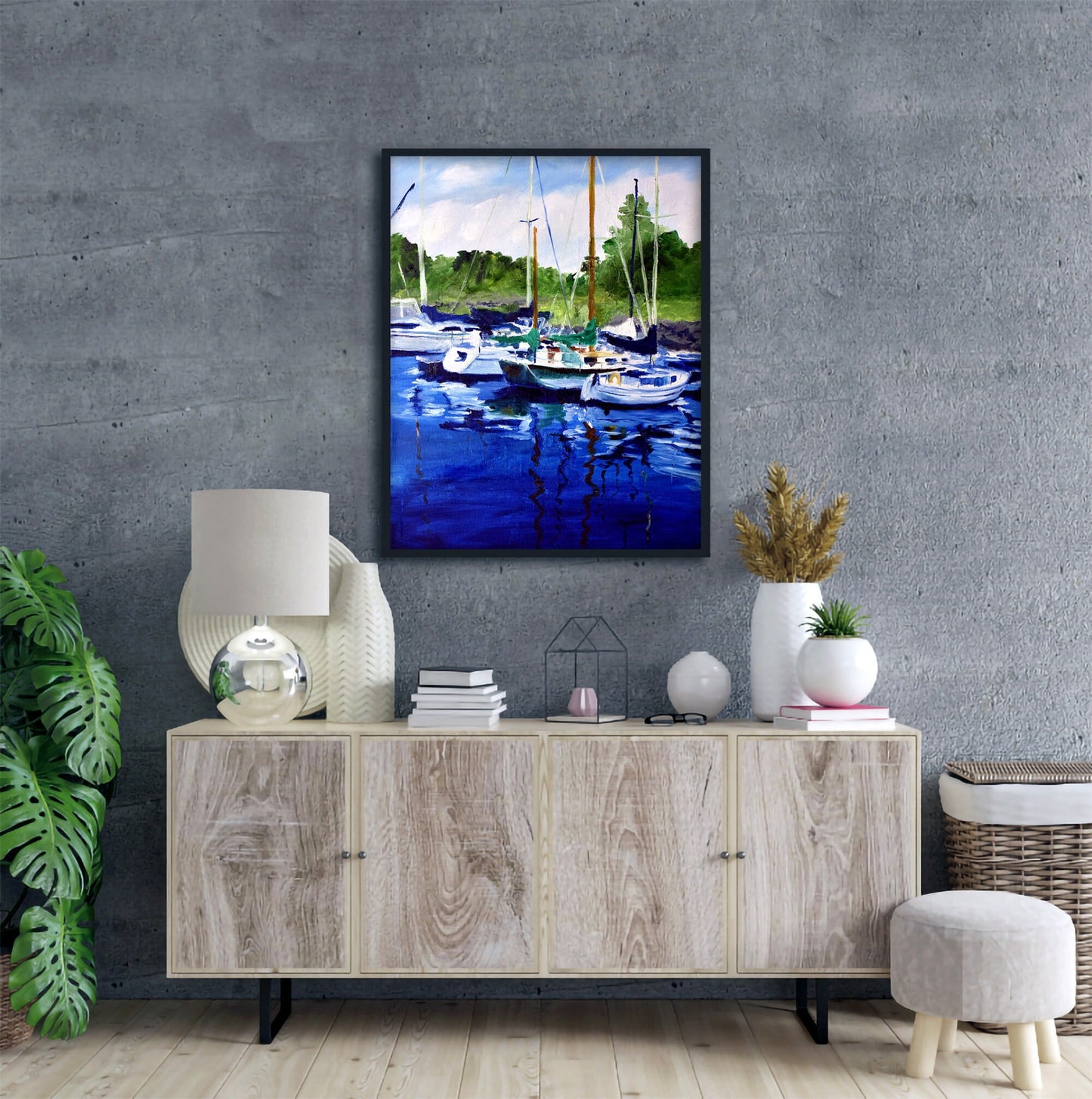 Seaside Harbor Painting Print