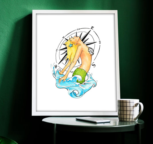 Pin Up Art Mermaid Tattoo Flash Print