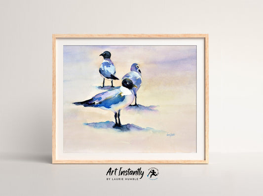 Printable Bathroom Seagull Painting