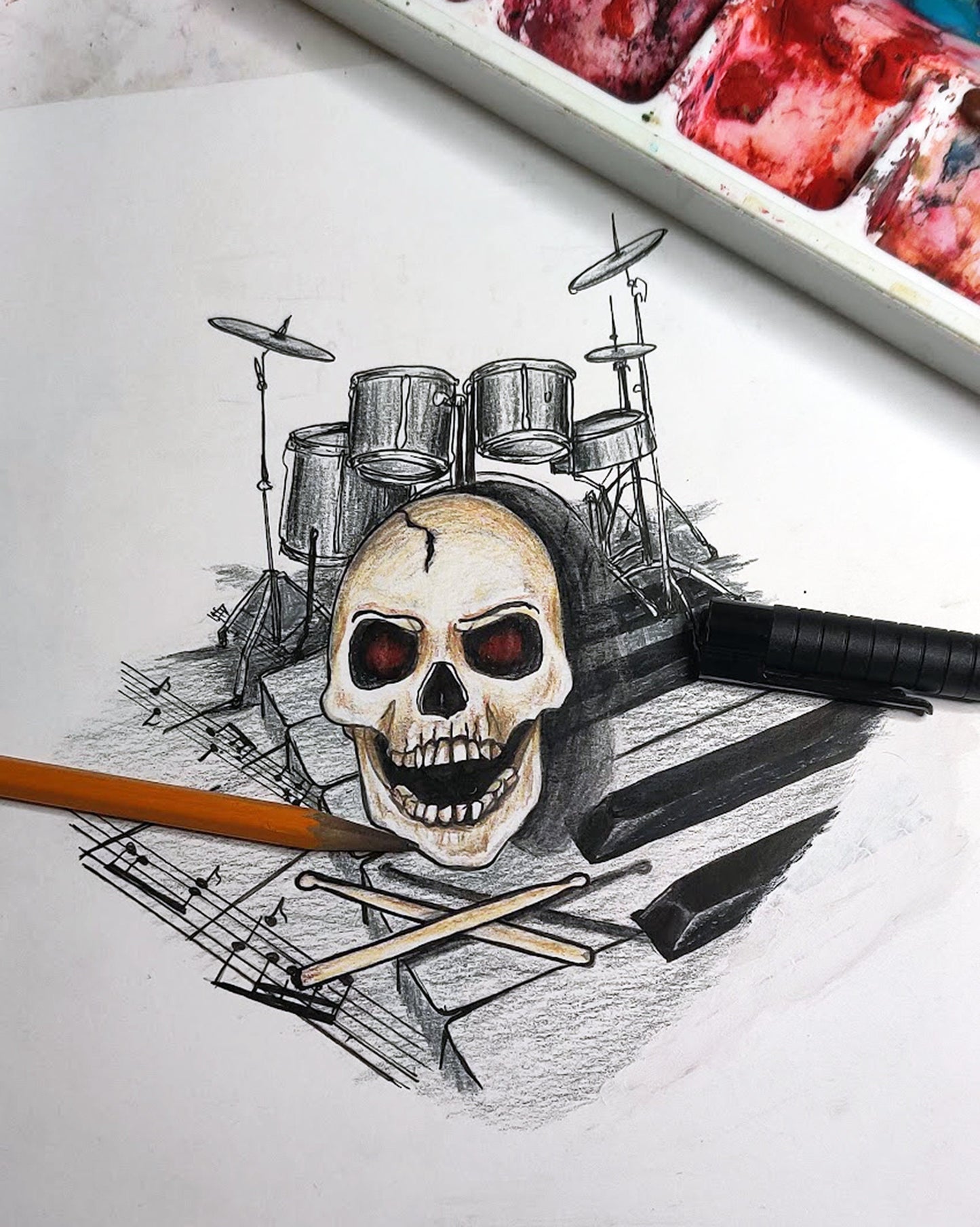 Drummer Tattoo Design