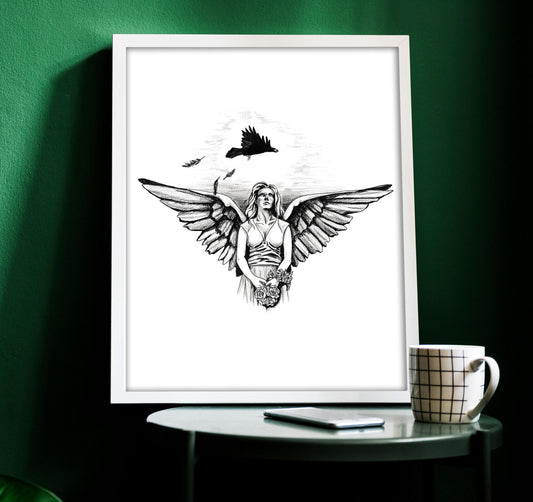 Gothic Angel Tattoo Flash Print