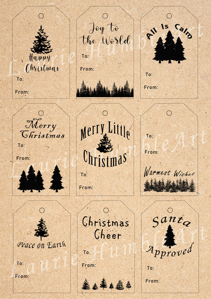 Vintage Christmas Tree Gift Tags