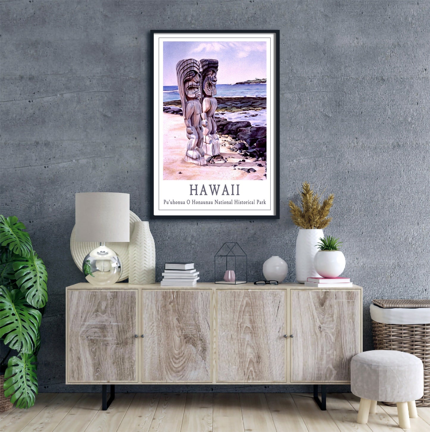 Hawaii Tiki Travel Poster