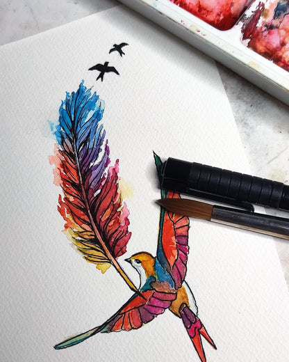 Feather Tattoo Flash Print