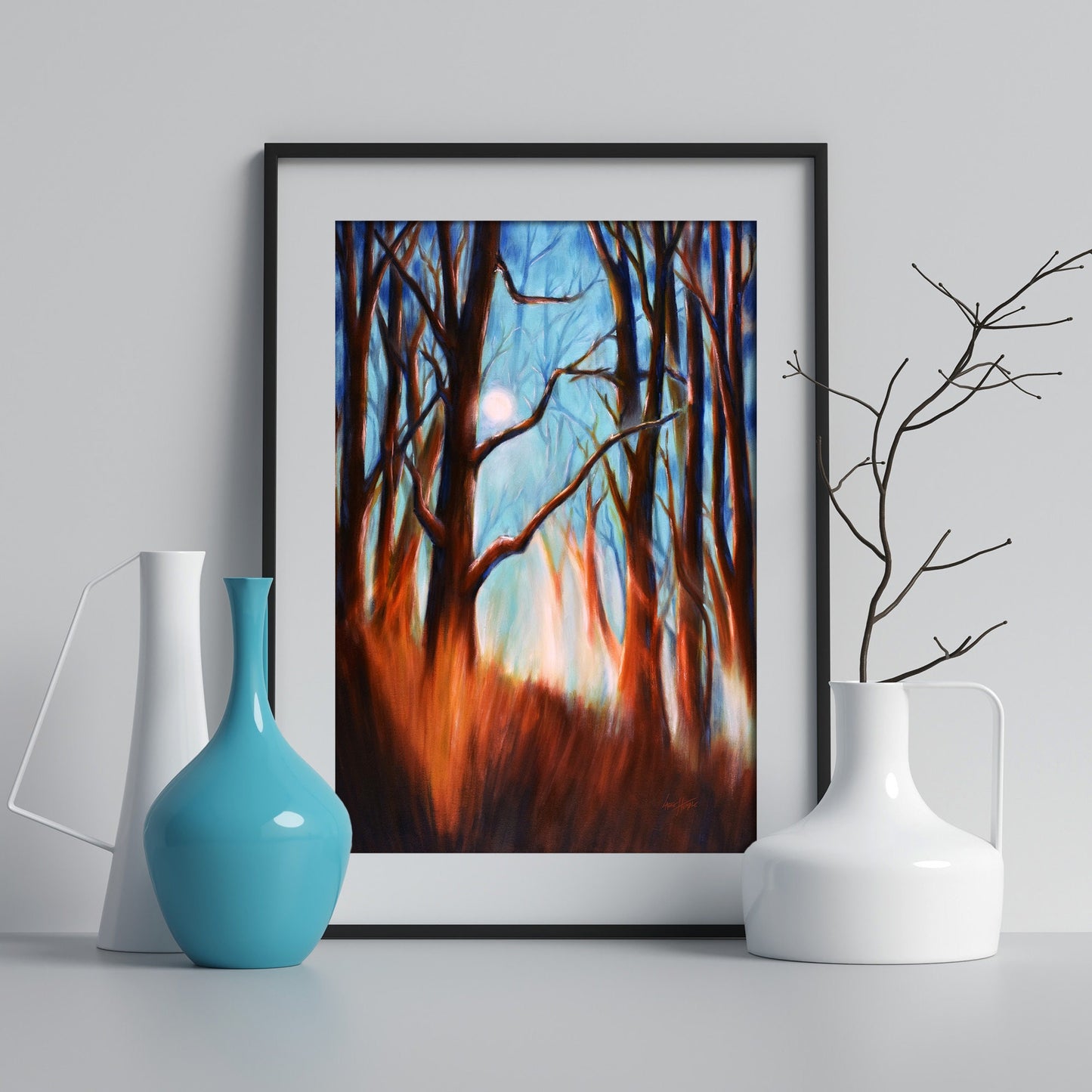 Moonlight Forest Painting Print