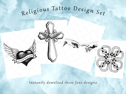 Set of 4 Spiritual Tattoo Designs