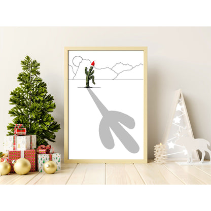 Minimalist Christmas Cactus Triptych