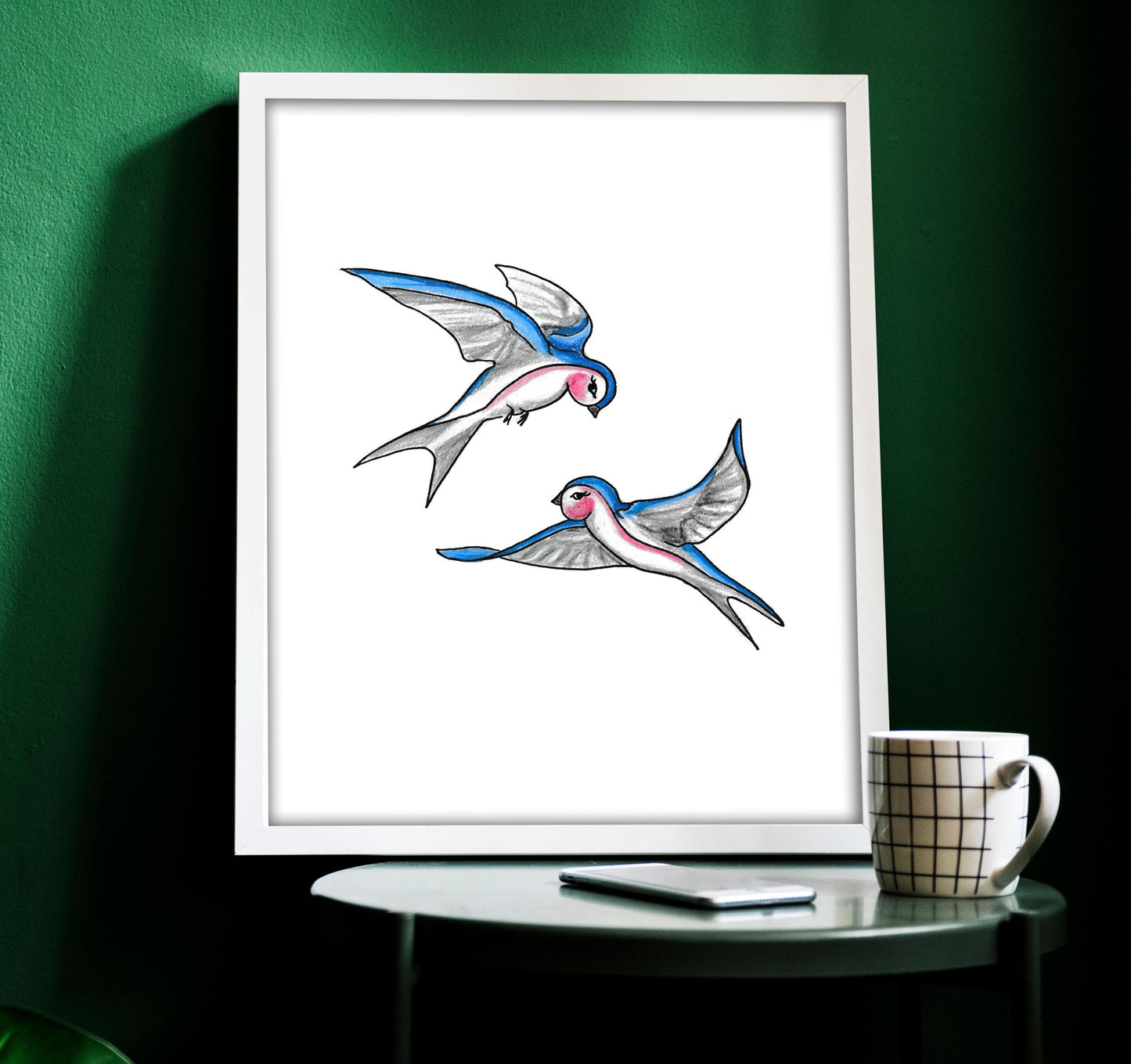 Classic Swallow Tattoo Flash Print