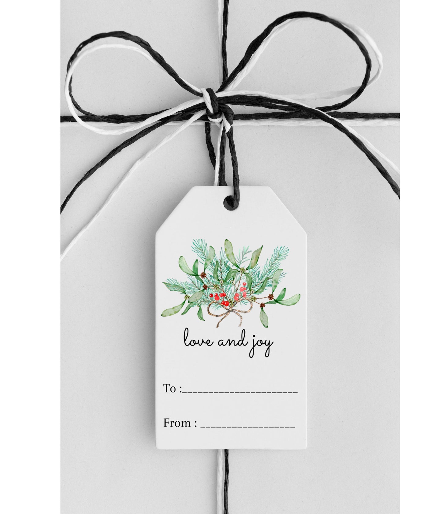 Printable Holiday Greenery Gift Tags Set of 9