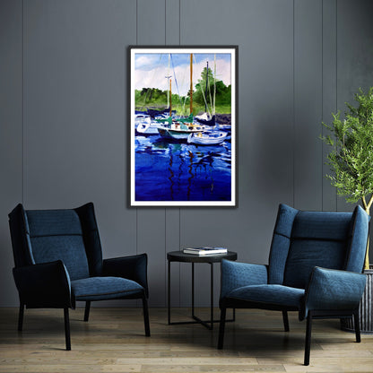 Seaside Harbor Painting Print