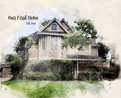 Personalized Watercolor House Painting