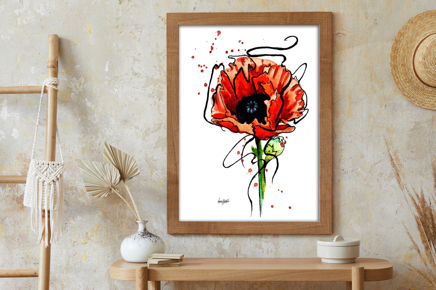 Contemporary Red Poppy Print