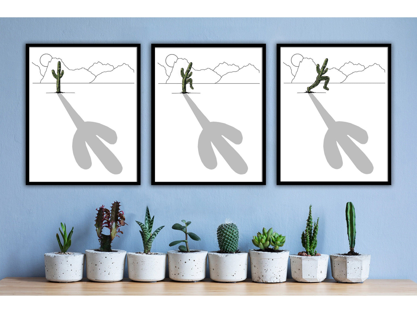 Minimalist Cactus Line Art Set Of 3 Prints