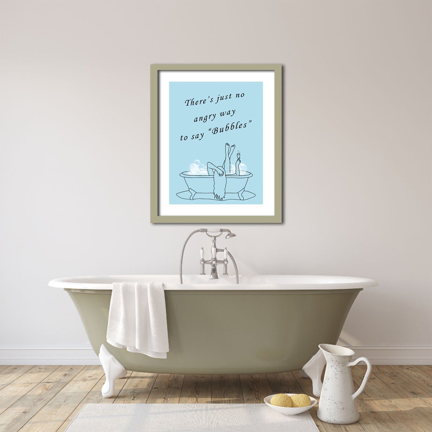 Blue Bathtub Art Print