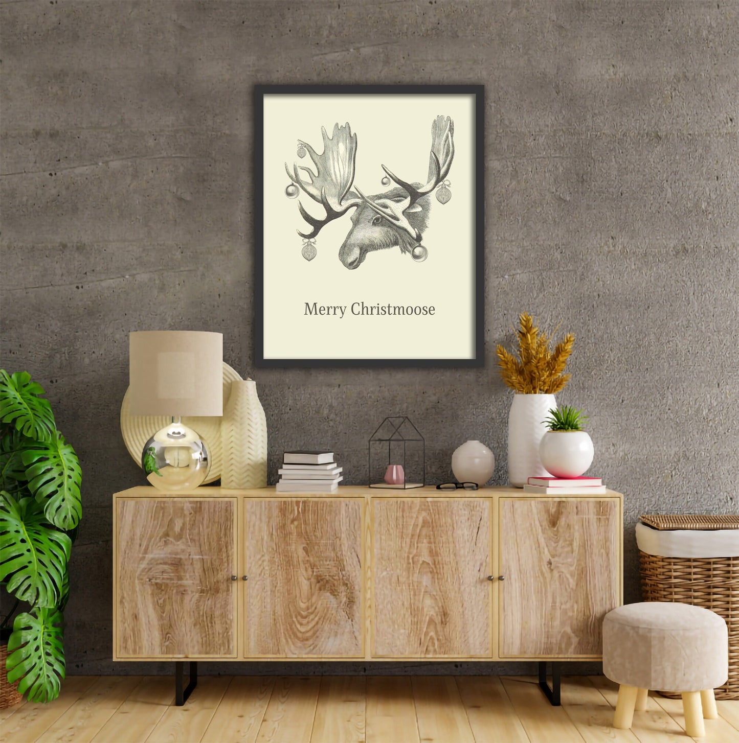 Merry Christmoose Wall Art Print