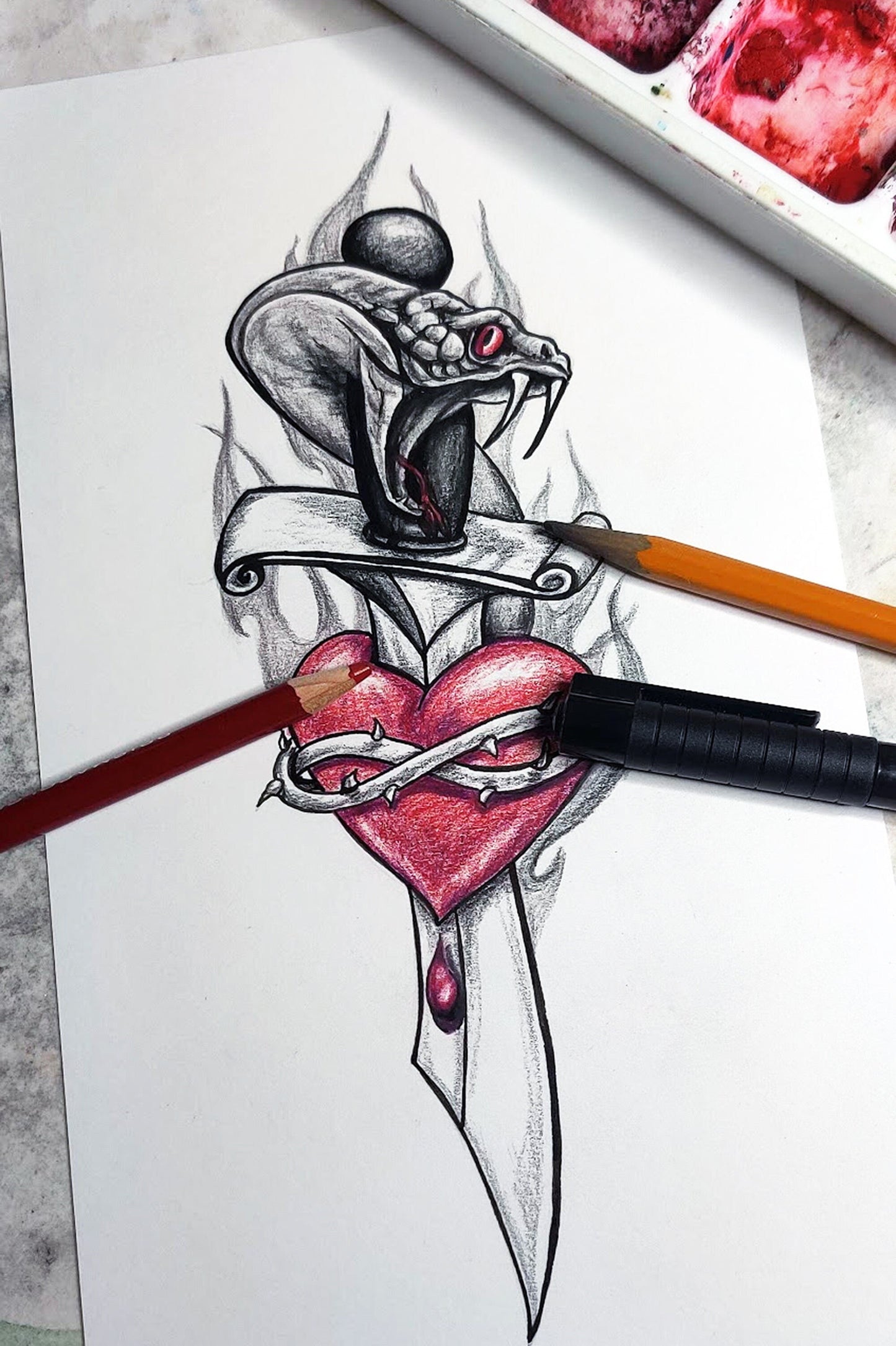 Thorn Heart Tattoo Design