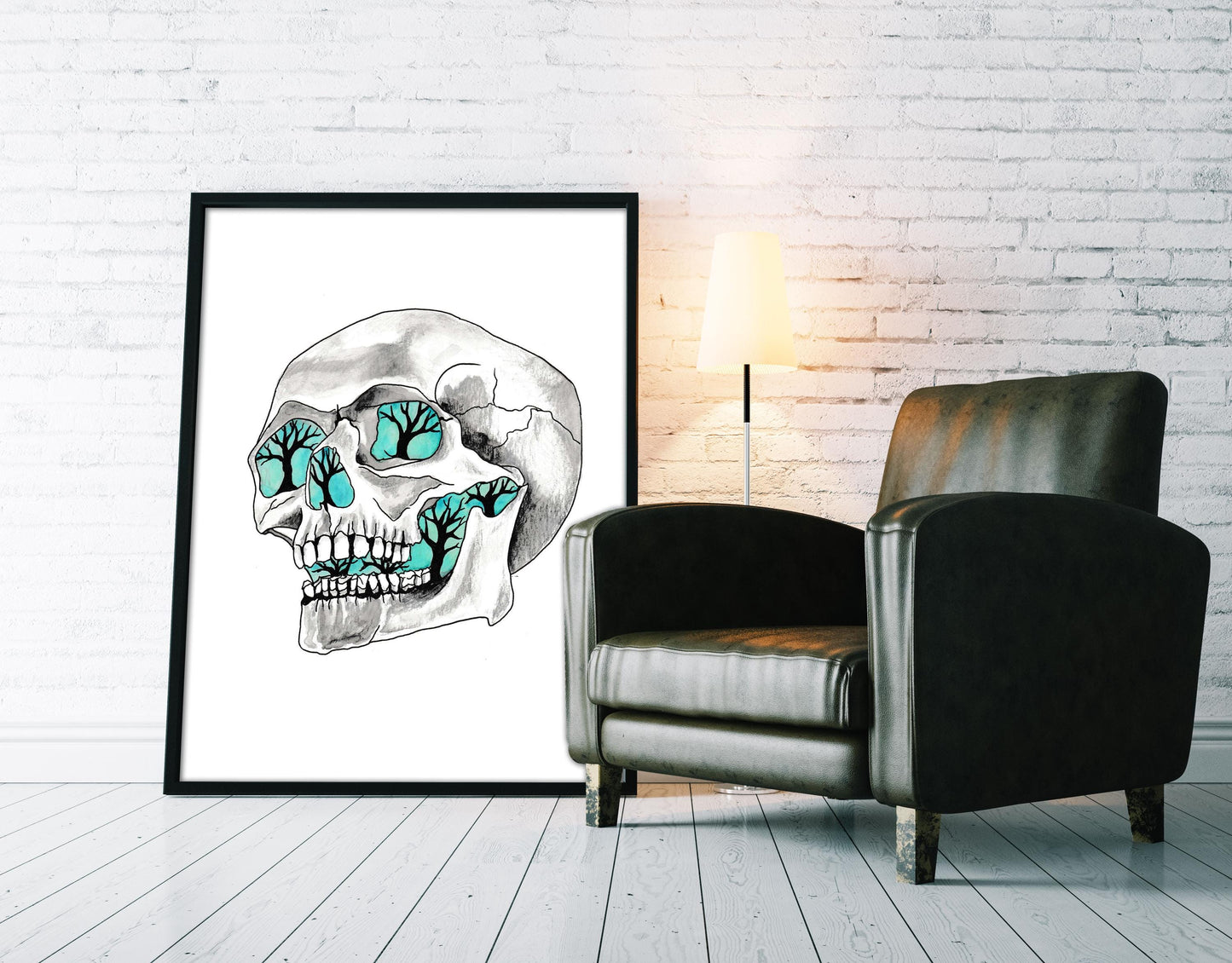 Gothic Skull Tattoo Flash Print