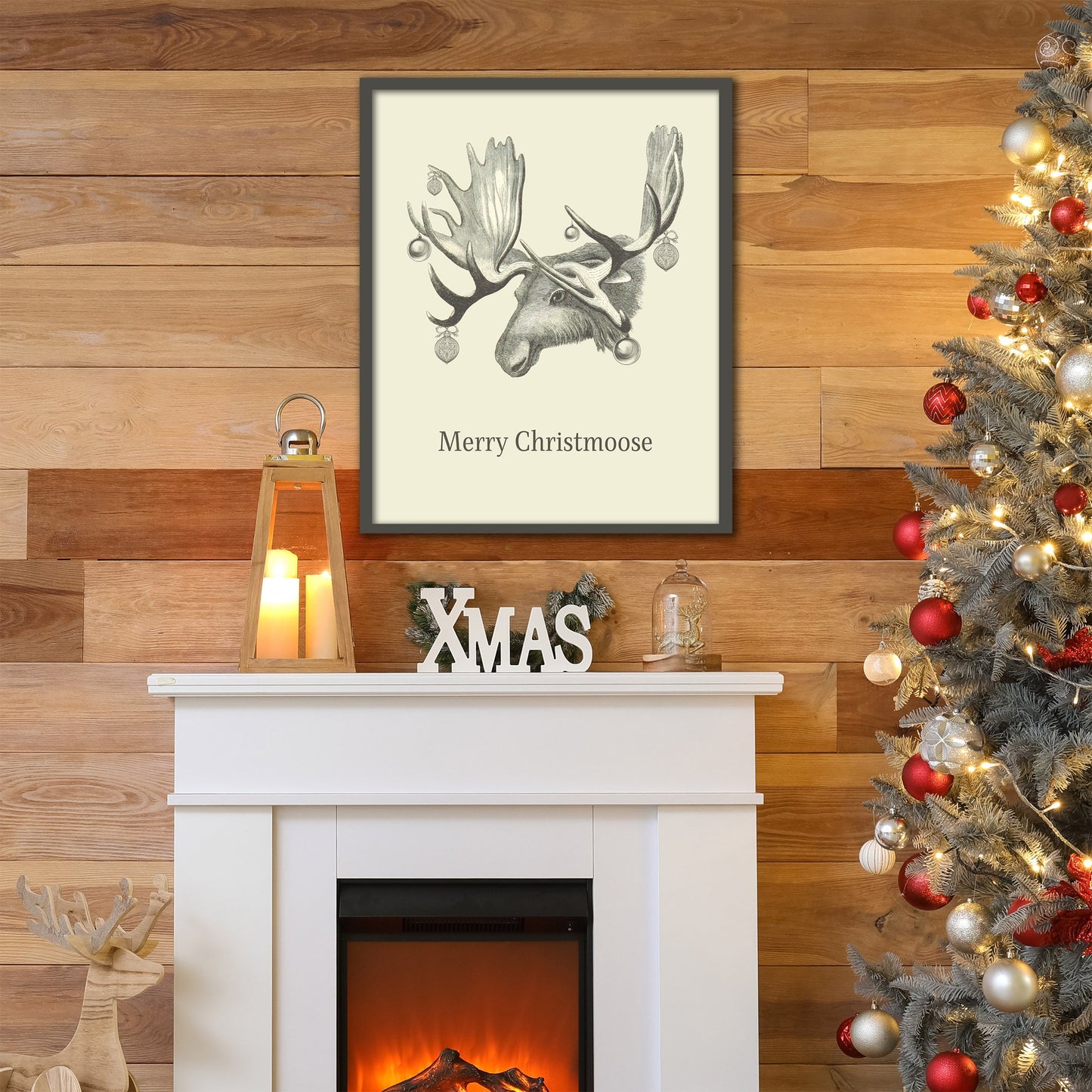 Merry Christmoose Wall Art Print