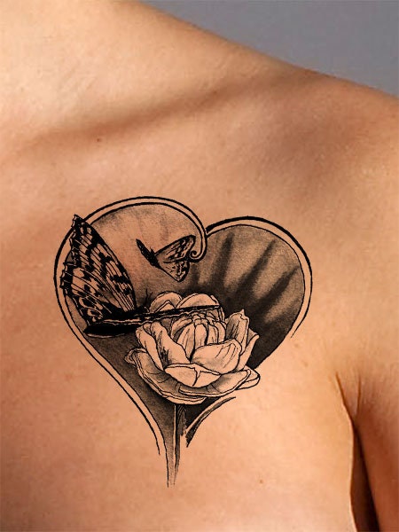 Butterfly Heart Tattoo Design