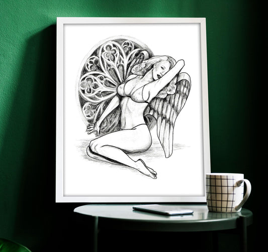 Angel Pin Up Art Tattoo Flash Print