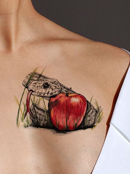 Snake and Apple Tattoo Design