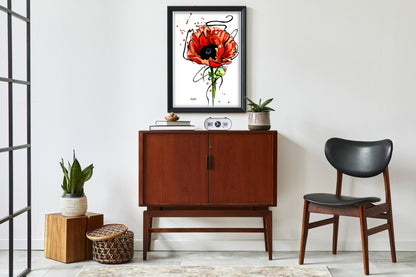 Contemporary Red Poppy Print