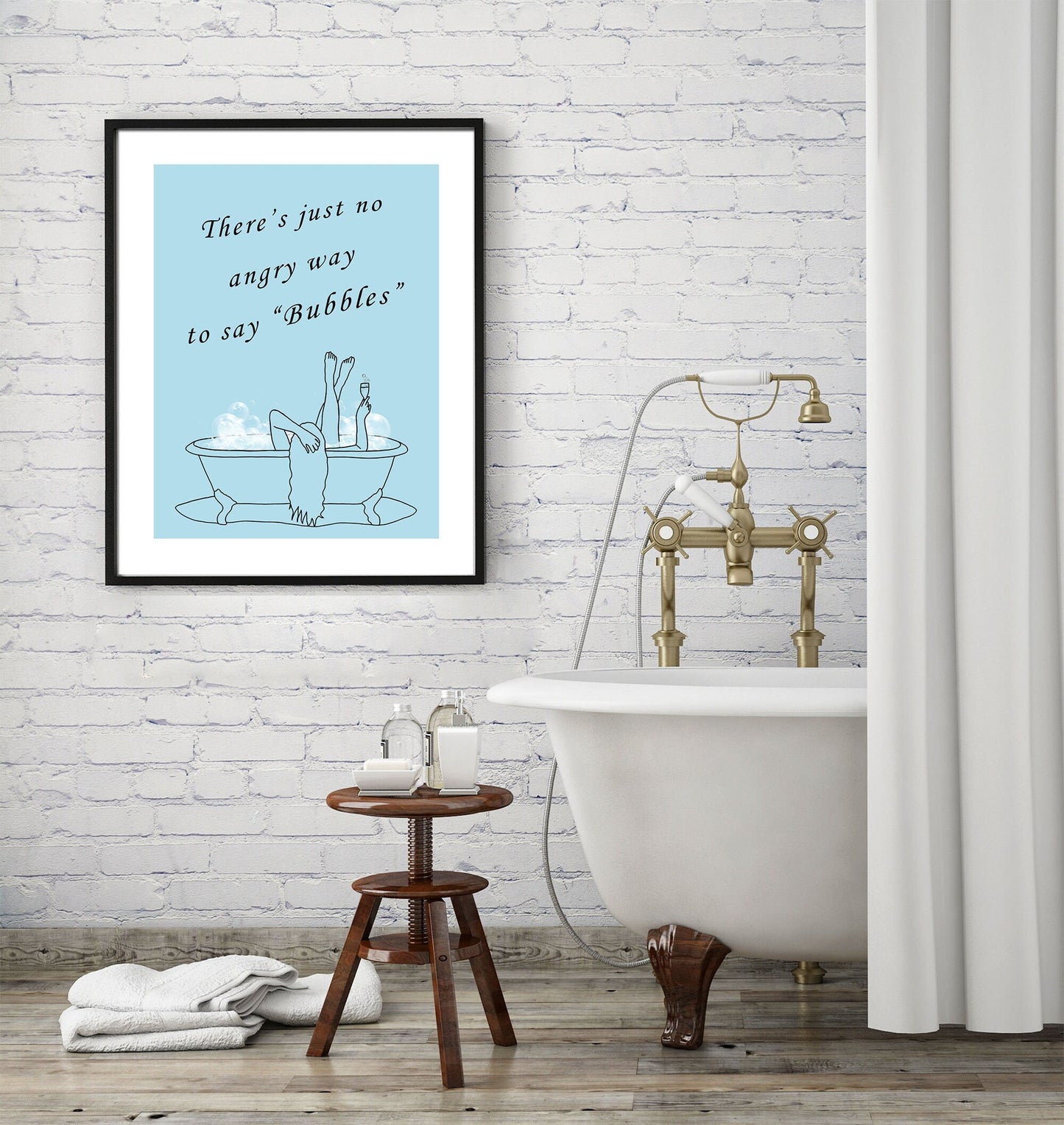 Blue Bathtub Art Print