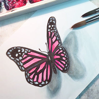 Pink Butterfly 3D Tattoo Design