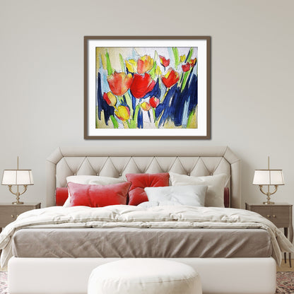 Abstract Poppy Watercolor Painting Print