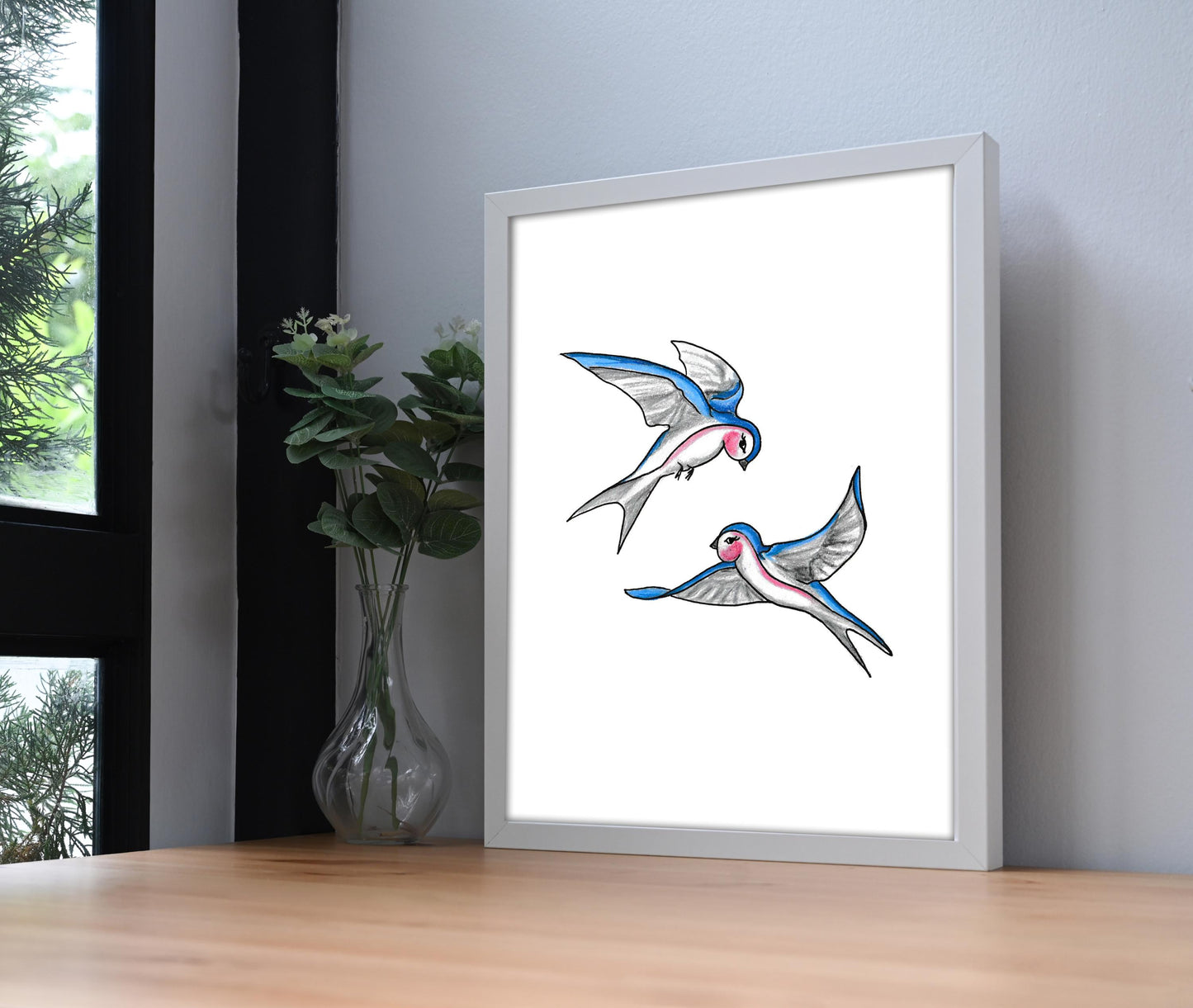 Classic Swallow Tattoo Flash Print