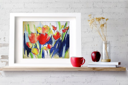 Abstract Poppy Watercolor Painting Print