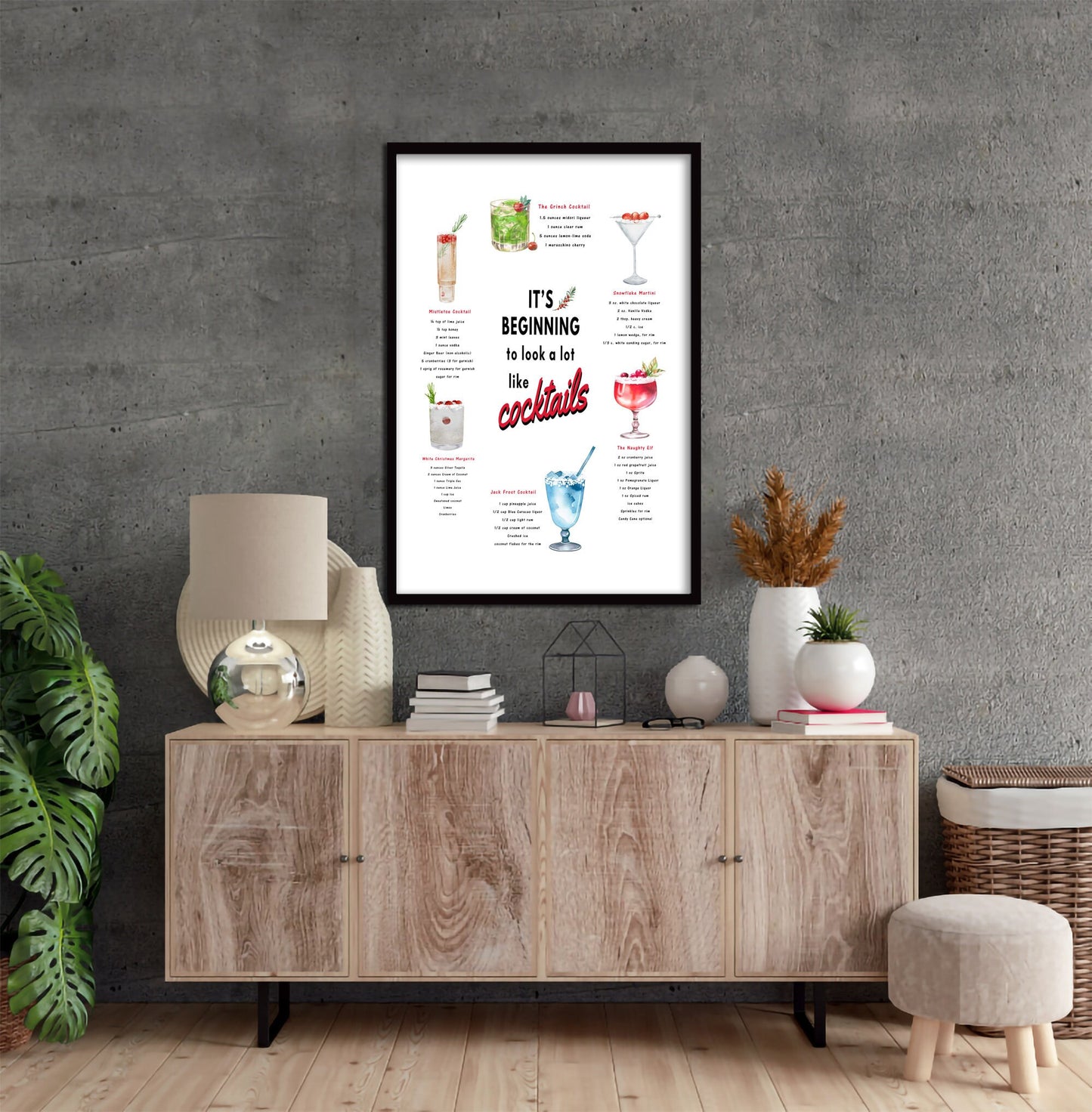 Christmas Bar Menu Art Print