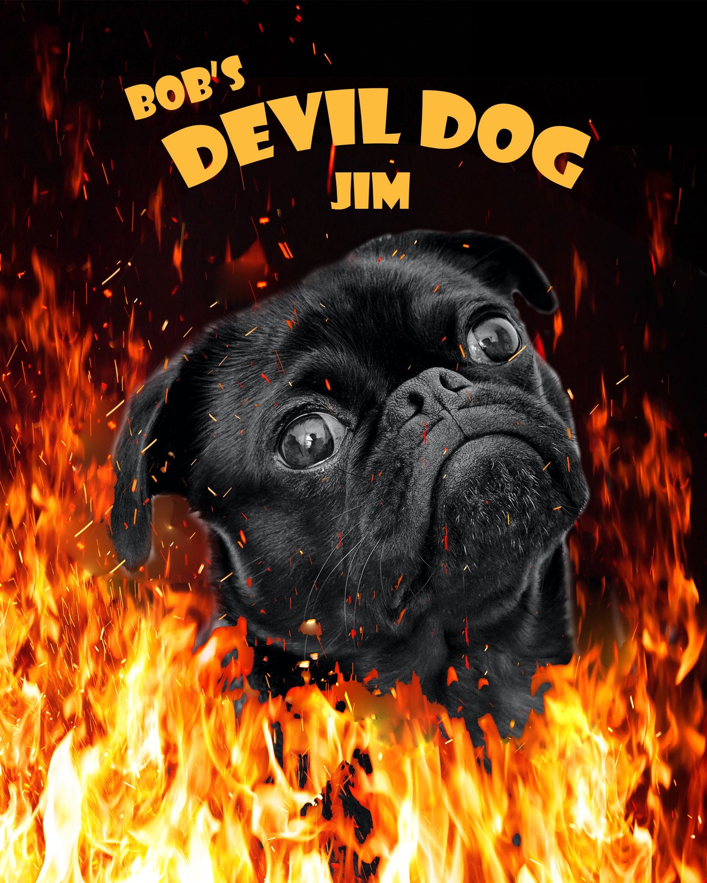 Funny Custom Pet Portrait, Personalized Devil Dog Art, Pet Memorial Gift, Instant Printable Wall Art, Custom Dog or Cat Poster Art Instantly