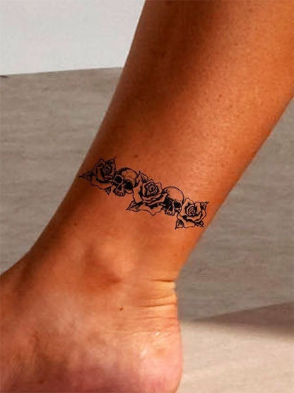 Skull and Roses Armband Tattoo Design Instant Download Black Printable Tattoo Illustration from Art Instantly