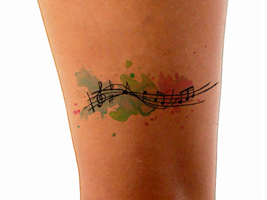 Watercolor Music Note Tattoo Design