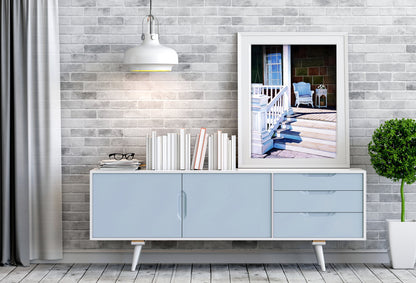 Cottagecore printable wall art featuring porch landscape