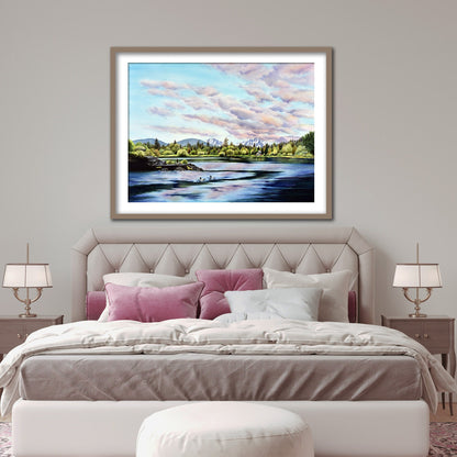 Pacific Northwest Mountain Print | Bend Oregon Travel Poster | Mountain Lake Wall Art | Landscape Digital Download | Nature Print