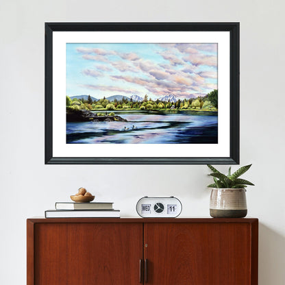 Pacific Northwest Mountain Print | Bend Oregon Travel Poster | Mountain Lake Wall Art | Landscape Digital Download | Nature Print