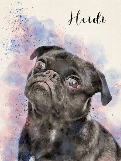 Last Minute Gift Custom Pet Portrait From Photo Digital Print Personalized Pet Memorial Gift Printable Wall Art Instantly