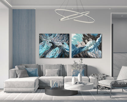 Printable art styled on a gallery wall in a bright modern room.