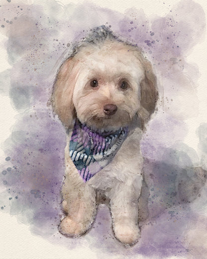 Last Minute Gift Custom Pet Portrait From Photo Digital Print Personalized Pet Memorial Gift Printable Wall Art Instantly