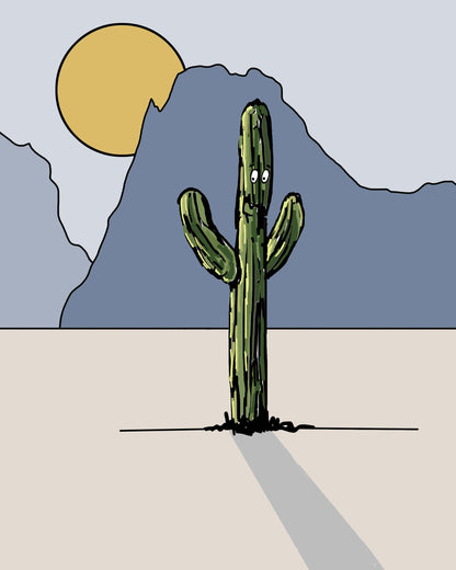Printable cactus art set with a minimalist design close up

