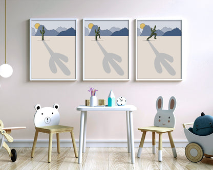 Modern cactus digital art for kids' rooms or living spaces
