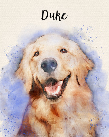 Last Minute Gift Custom Pet Portrait From Photo Digital Print Personalized Pet Memorial Gift Printable Wall Art Instantly